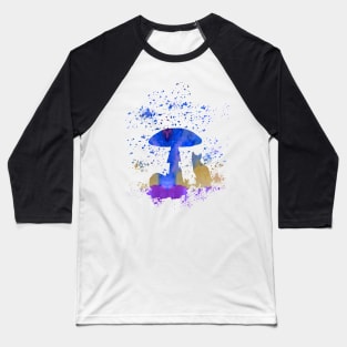 Cat and Mushroom Baseball T-Shirt